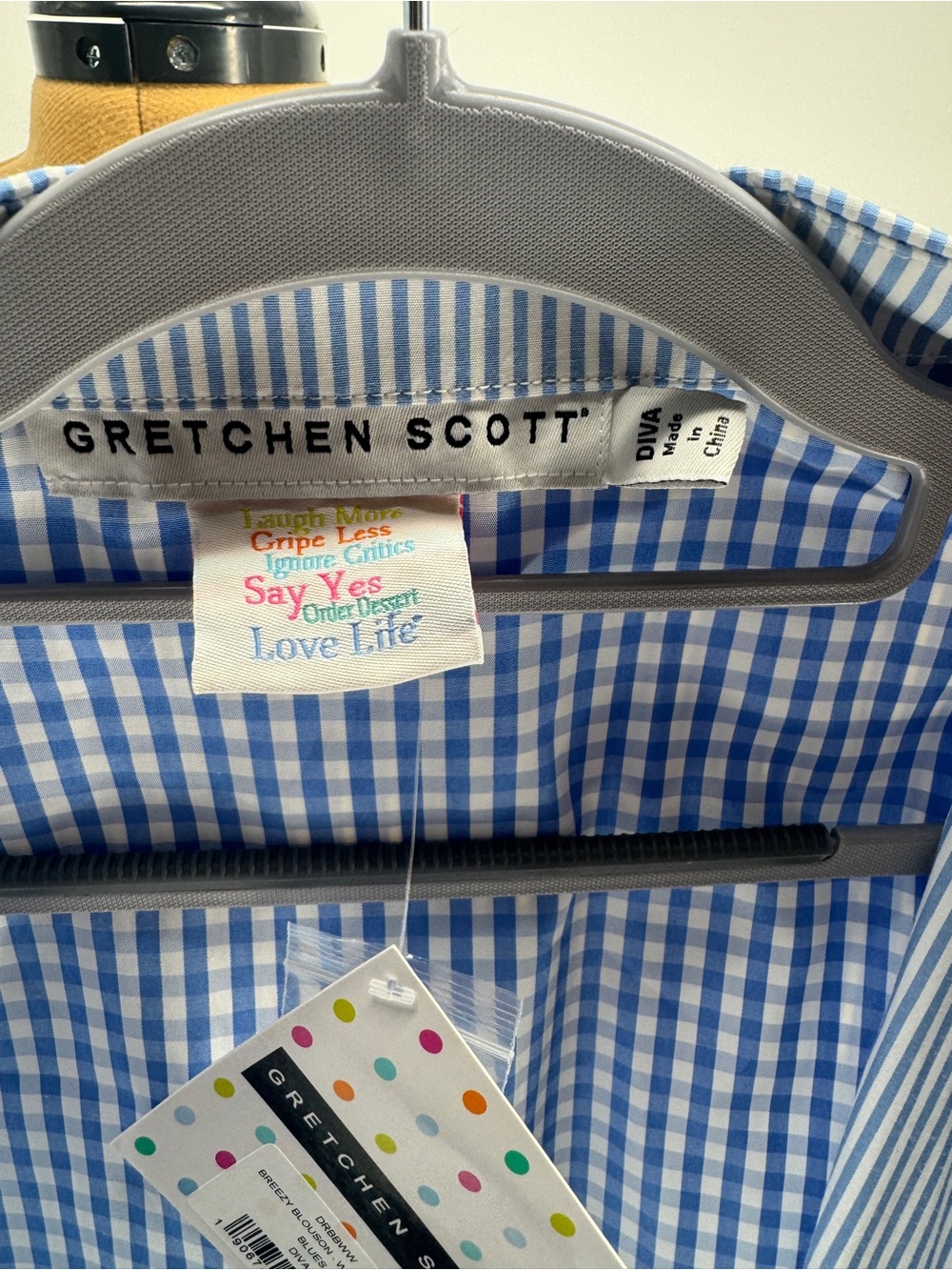 Gretchen Scott Size Diva (XXXL)Breezy Blue/White Gingham Button-Up Dress 0037 - Picture 4 of 9